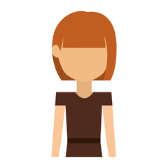 half body woman with dress and short hair redhead vector illustration