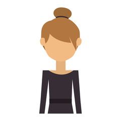 half body woman with dress and collected hair vector illustration