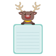 Reindeer holding a letter to Santa