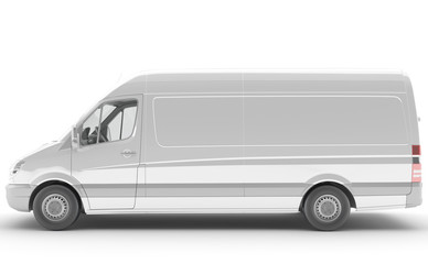 Furgoneta blanca para el transporte de mercancías urgentes o paquetería aislada