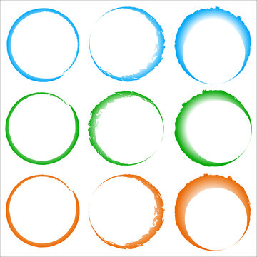 Grungy, textured circles - Colorful circles with splattered pain