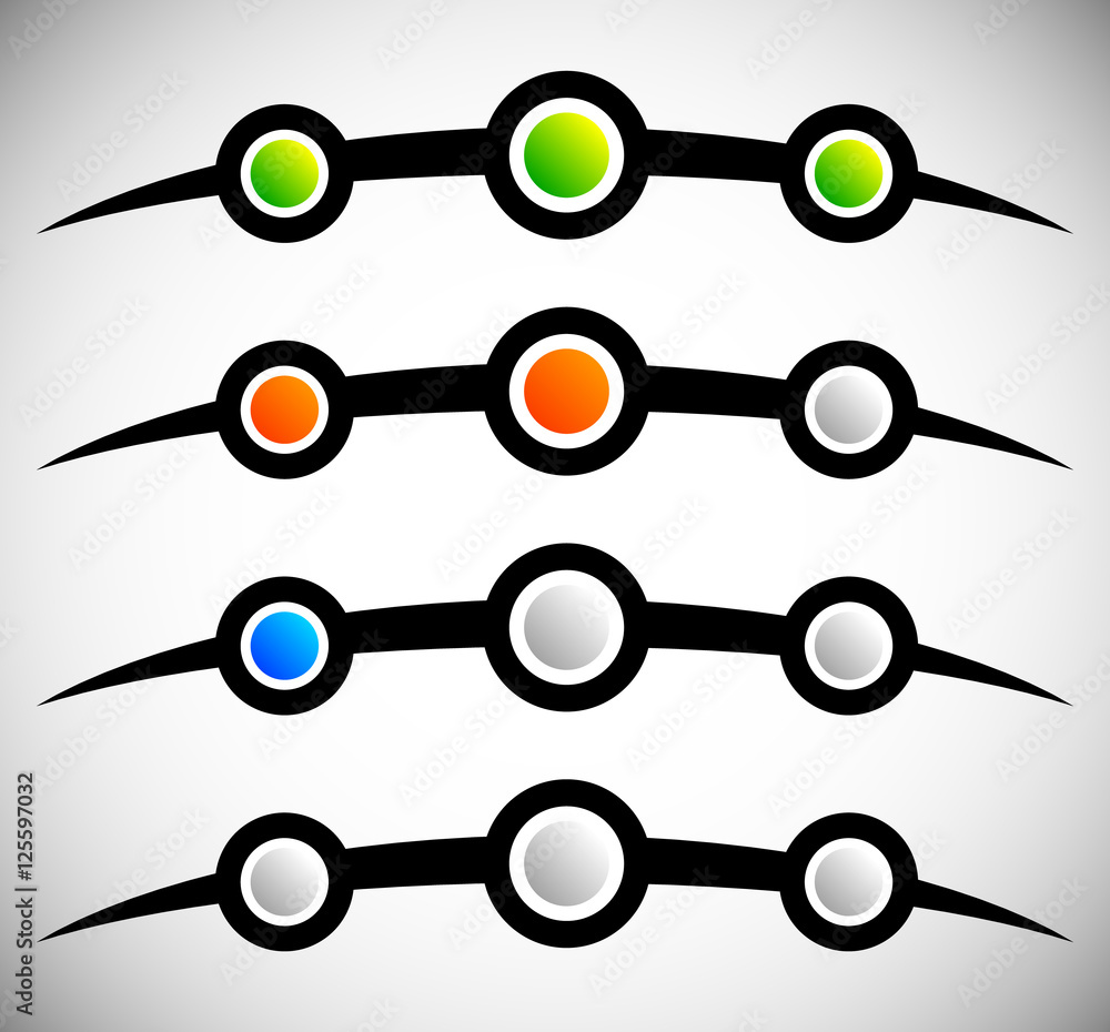 Fototapete 3 step progress indicator abstract GUI element