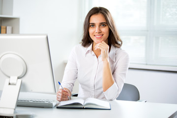 Young business woman with computer