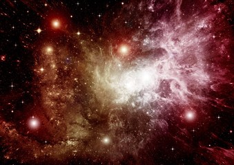 Stars, dust and gas nebula in a far galaxy