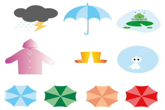 rainy day illustration,umbrella set,rainy season.