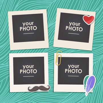 Vintage hipster retro style. Decorative vector template frame. These photo frame can be use for kids picture or memories. Scrapbook design concept. Insert your picture.