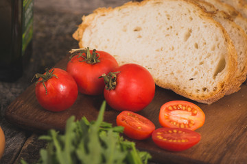 ripe red tomatoes and bread
