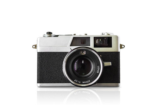 old Rangefinder camera isolated on white background
