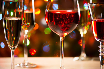 Crystal glasses of wine