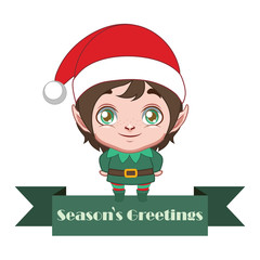 Cute little elf with festive banner