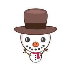 Cute little snowman illustration art in flat color
