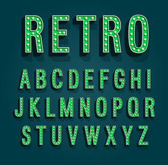 Retro font with light bulbs.