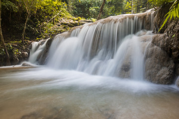 Pu Kaeng waterfall the most beautiful limestone waterfall in Chiangrai province of Thailand.