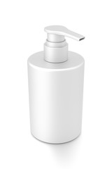 White cosmetic bottle dispenser pump with tube container from top angle.