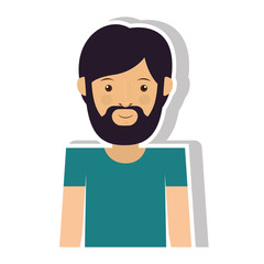 cartoon bearded man smiling with hipster style over white background. vector illustration