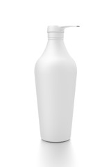 White cosmetic bottle dispenser pump with tube container from side angle.
