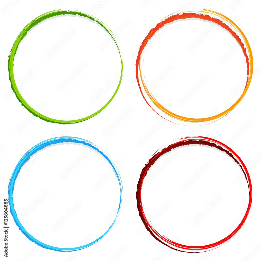 Aufkleber grungy, textured circles - colorful circles with splattered pain
