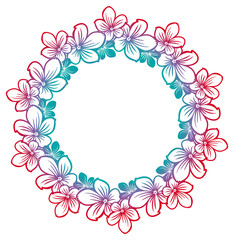 Abstract silhouette round frame with gradient fill.