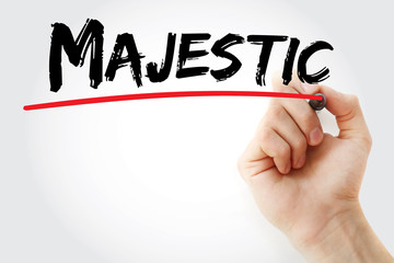 Hand writing Majestic with marker, concept background