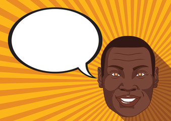 African with smiley face says comic bubble.