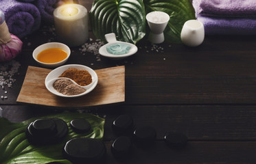 Spa treatment, aromatherapy background. Details and accessories