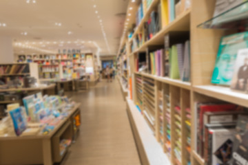 Abstract blurred photo of book store