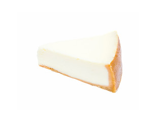 Slice of new york cheesecake isolated on white background. Sweet Dessert.