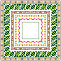 Set of square color geometric borders. Elements are organized by groups. 