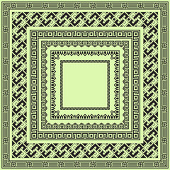 Set of square black geometric borders. Elements are organized by groups. 