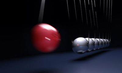 Newton’s cradle red and gray