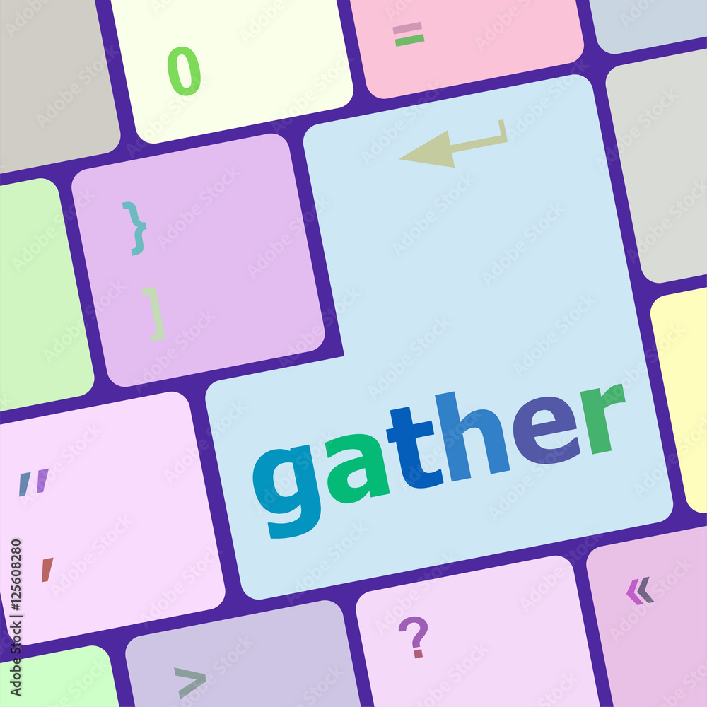 Poster gather button on computer pc keyboard key