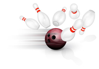 Bowling ball crashing into the pins