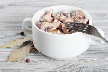 Fried with cream forest mushrooms