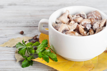 Mushrooms and green parsley