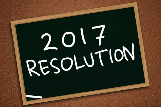Illustration image of 2017 New Years Resolutions written with chalk on blackboard, chalkboard design