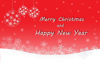 Red merry Christmas and happy new year greeting light and snowfl