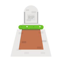 Obraz premium vector illustration of open grave and headstone