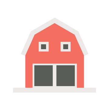 Illustration of a red barn house on a white background