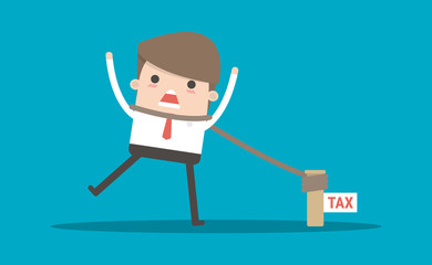 Businessman running away from tax