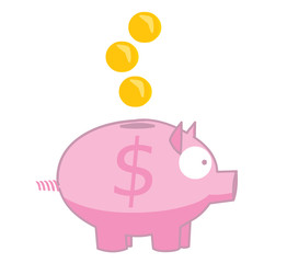 Pink piggy bank (vector) 