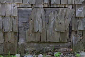 Weathered Shingles on old barn wall