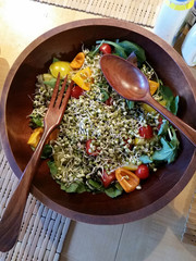 Fresh Garden Salad in a Vintage wooden Salad Bowl