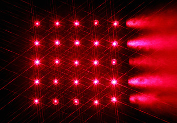 Array of red semiconductor lasers in the dark room