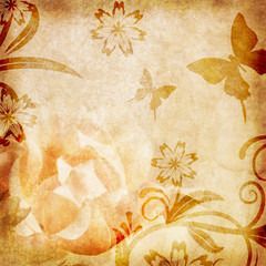 Old paper with floral pattern