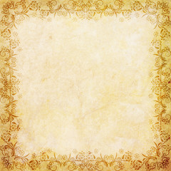 Old paper with floral frame