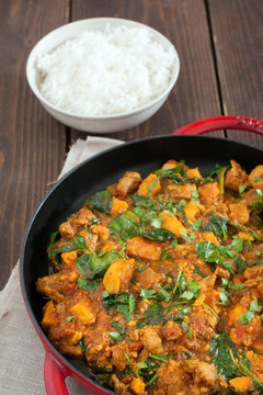 Chicken curry with sweet potatoes and basmati rice