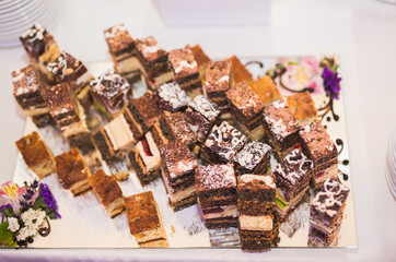 Delicious wedding reception candy bar dessert table