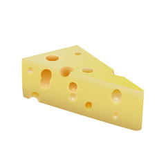 Realistic piece of cheese, vector, isolated on white
