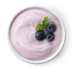 Bowl of blueberry yogurt