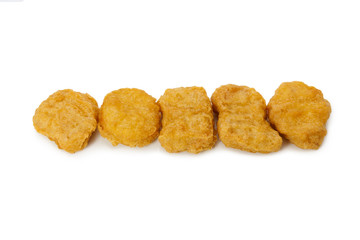 Fried chicken nuggets isolated on white background